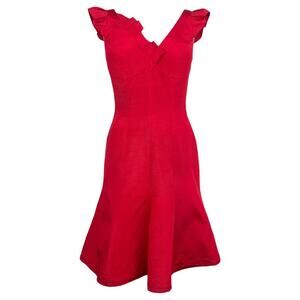 C by Carol Peretz red structured ruffle trim dress Size 4